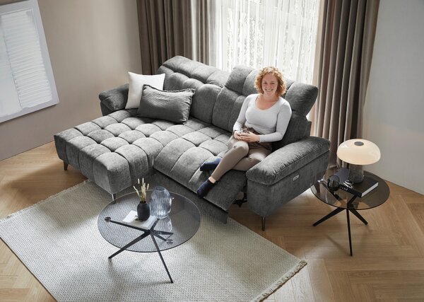 SEDACÍ SOUPRAVA, kov, textil, tmavě šedá Xora - Sedací soupravy