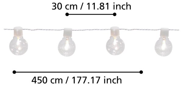 SVĚTELNÝ ŘETĚZ, 450/6/9,5 cm Eglo - Online Only svítidla, Online Only