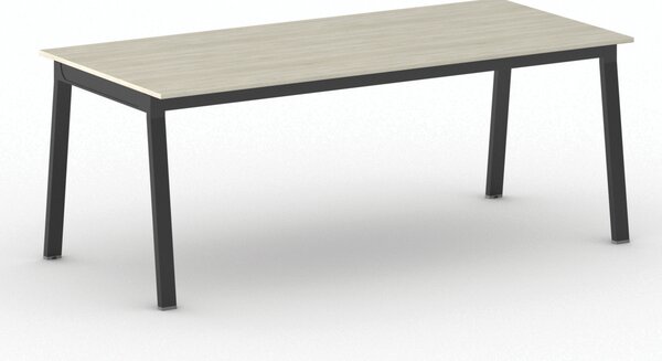 Jednací kancelářský stůl PRIMO BASIC, 200x90 cm, černá podnož, dub přírodní