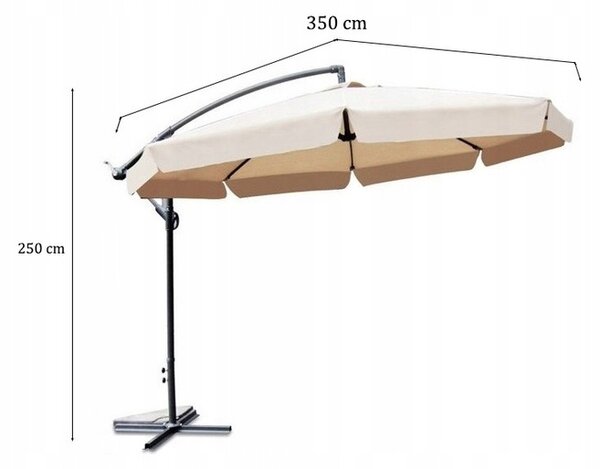 ShopJK ZAHRADNÍ SLUNEČNÍK 350 CM TMAVĚ ŠEDY