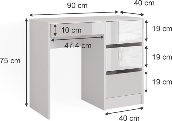 Toaletní stolek Vicco Sherry Bílá 90 cm Bez zrcadla, Model 38798