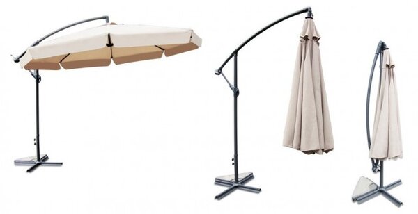 ShopJK ZAHRADNÍ SLUNEČNÍK 350 CM TMAVĚ ŠEDY