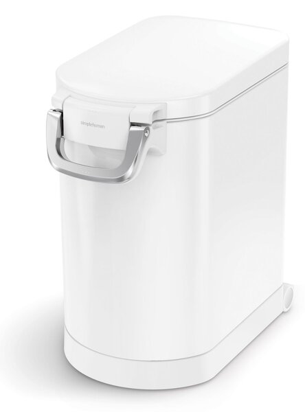 Simplehuman kontejner na 25 L granulí, 11-13 kg suchého krmiva, vzduchotěsný, bílá ocel