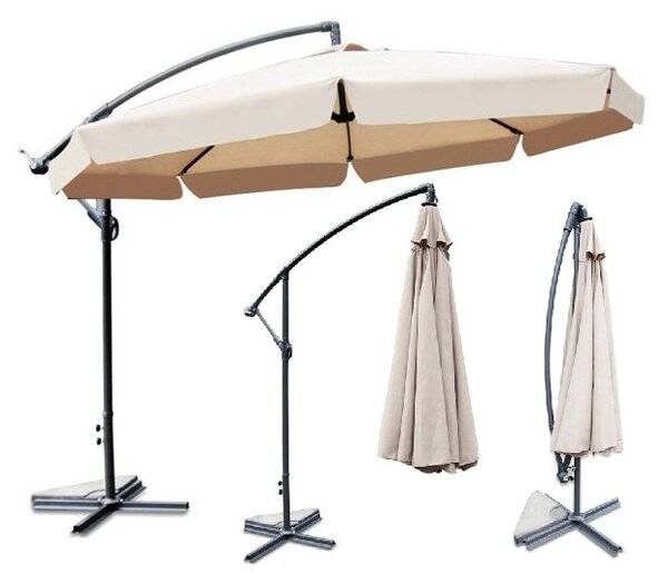 ShopJK ZAHRADNÍ SLUNEČNÍK 350 CM TMAVĚ ŠEDY