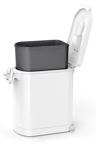 Simplehuman kontejner na 25 L granulí, 11-13 kg suchého krmiva, vzduchotěsný, bílá ocel