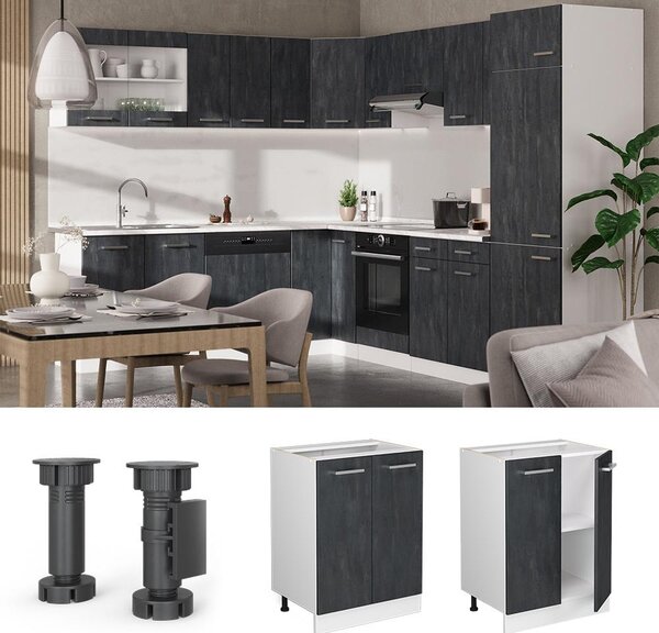 Spodní skříňka kuchyňské linky Vicco R-Line Černý beton 60 cm PD Mramor, Model 47506