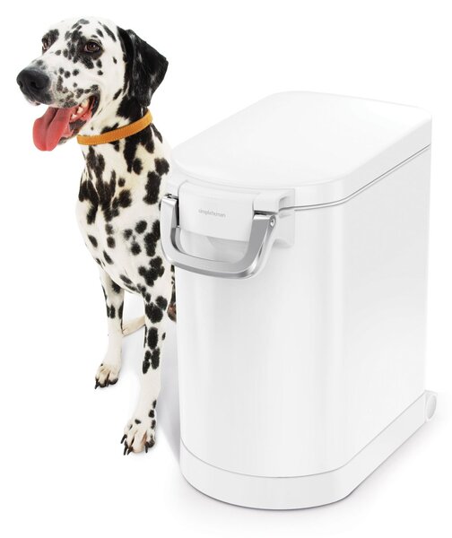 Simplehuman kontejner na 25 L granulí, 11-13 kg suchého krmiva, vzduchotěsný, bílá ocel