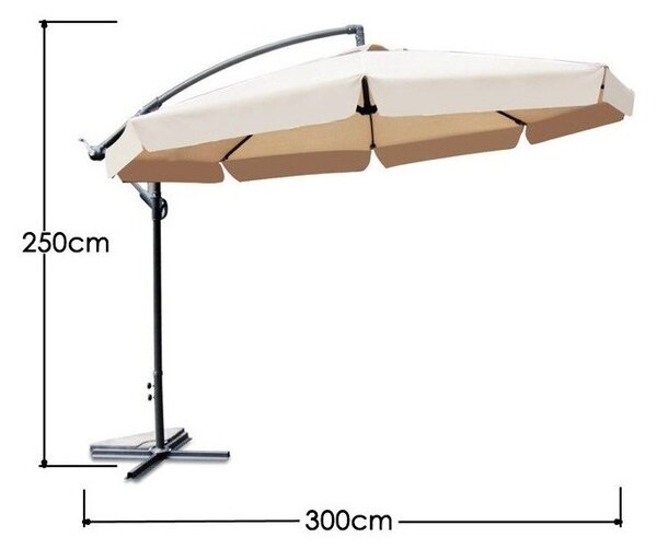ShopJK ZAHRADNÍ SLUNEČNÍK 350 CM BÉŽOVÝ
