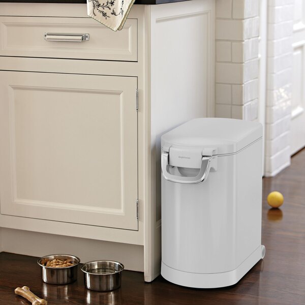 Simplehuman kontejner na 25 L granulí, 11-13 kg suchého krmiva, vzduchotěsný, bílá ocel