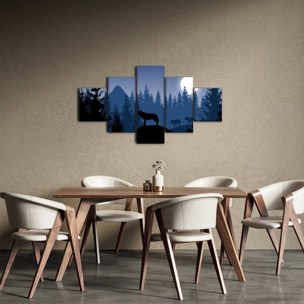 Obraz - Smečka vlků za úplňku (125x70 cm)