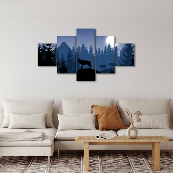 Obraz - Smečka vlků za úplňku (125x70 cm)