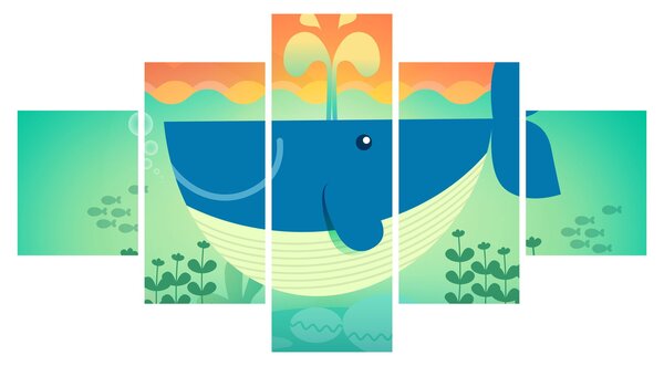 Obraz - Veselá velryba (125x70 cm)