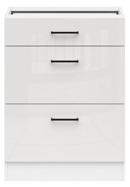 Kuchyňská skříňka Junona Tafla 60 cm, šuplíky, bílá/bílá křída lesk