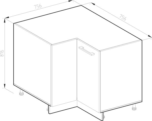 Rohová skříňka Vicco R-Line Ušlechtilá šedá 75.6 cm , PD Antracit, Model 45558