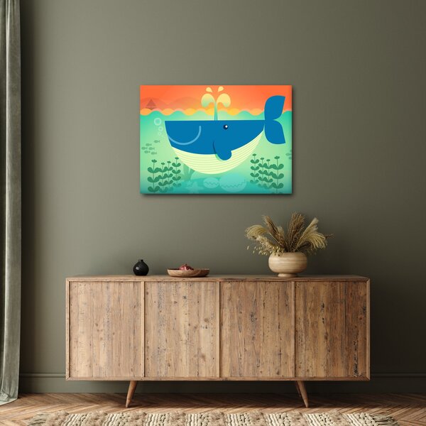 Obraz - Veselá velryba (70x50 cm)