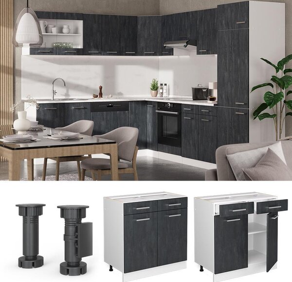 Spodní skříňka kuchyňské linky Vicco R-Line Černý beton 80 cm bez pracovní desky, Model 47626