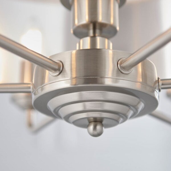 Endon 94357 - Lustr na řetězu HIGHCLERE 6xE14/40W/230V béžová/matný chrom