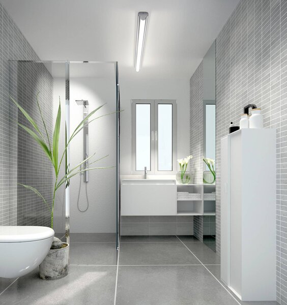 Helestra LED zrcadlové svítidlo LOOM 2, délka 120 cm, IP44,, Chrom / stříbro, Koupelna, kov