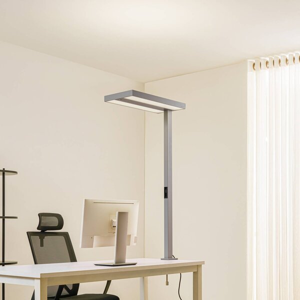 Arcchio LED kancelářská svítidla Logan, stříbrná, stmívatelné, senzor, stmívatelný, Hliník / šedá / zinek, Pracovna / kancelář, Hliník, Moderní