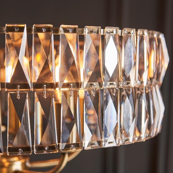 Endon 106244 - Lustr na řetězu CLIFTON 5xE14/6W/230V pr. 50,5 cm mosaz/čirá