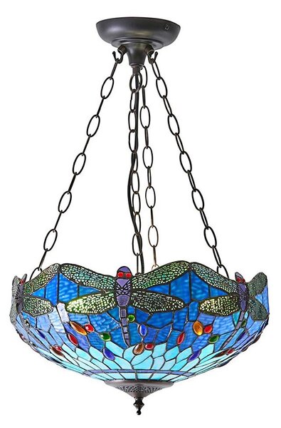 Endon 64075 - Lustr na řetězu Tiffany DRAGONFLY 3xE27/60W/230V pr. 41 cm