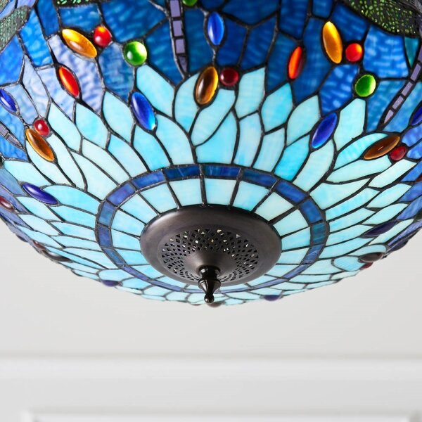 Endon 64075 - Lustr na řetězu Tiffany DRAGONFLY 3xE27/60W/230V pr. 41 cm