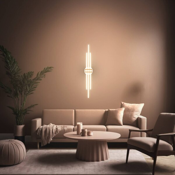 Briloner LED stropní svítidlo Tinka, světle šedá/hnědá, délka 98 cm, Hliník / šedá / zinek, Obývací pokoj / jídelna, kov, Moderní