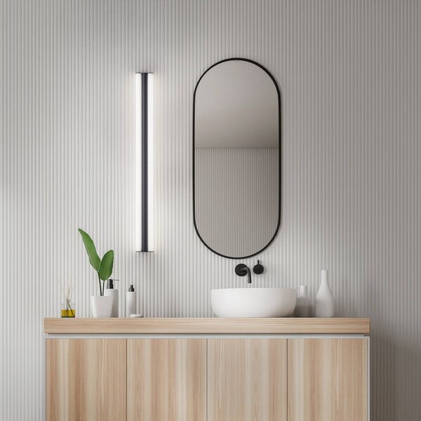Helestra LED zrcadlová lampa LOOM, délka 90 cm, černá, IP44, Černá, Koupelna, kov