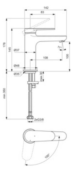Ideal Standard Cerafine umyvadlová baterie stojící chrom BD768AA