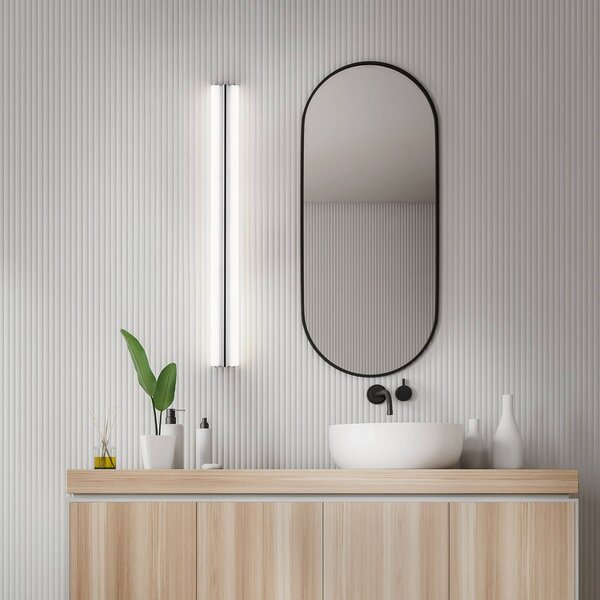 Helestra LED zrcadlová lampa LOOM, délka 90 cm, chrom, IP44, Chrom / stříbro, Koupelna, kov