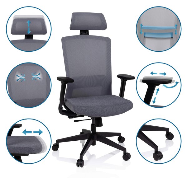 OTOČNÁ ŽIDLE, síťovina, plochá tkanina, šedá, černá MID.YOU - Online Only kancelářské židle, Online Only