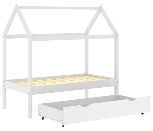 Rám dětské postele se zásuvkou bílý masivní borovice 70x140 cm 322139