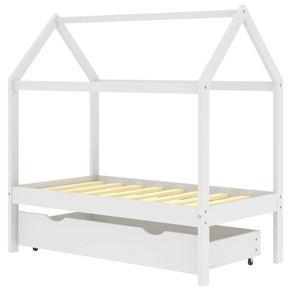 Rám dětské postele se zásuvkou bílý masivní borovice 70x140 cm 322139