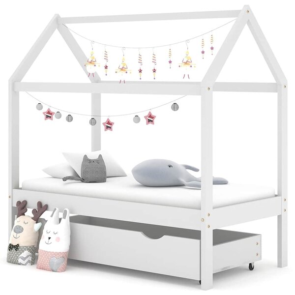 Rám dětské postele se zásuvkou bílý masivní borovice 70x140 cm 322139