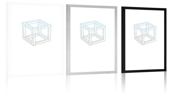 Plakát s paspartou minimalistická kostka