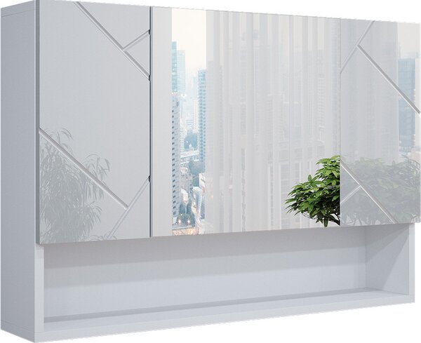 Koupelnová zrcadlová skříňka Vicco Irma Bílá vysoký lesk 80.1 x 55 cm, Model 39450