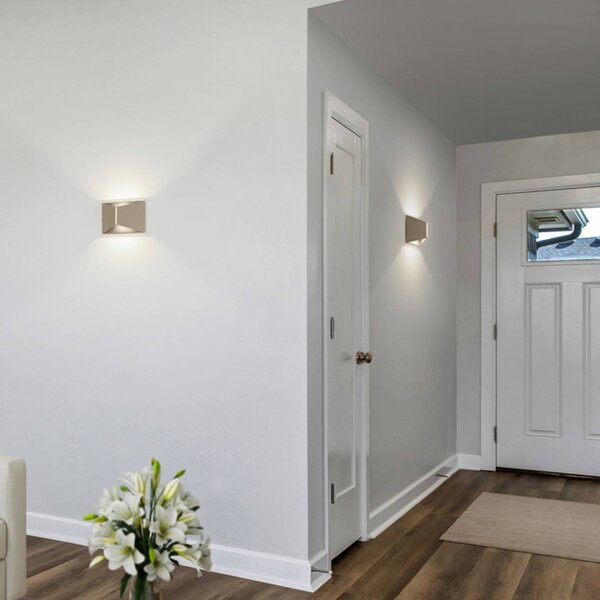 Helestra LED nástěnné světlo VID, světle hnědé, nahoru/dolů, IP65, stmívatelný, Hnědá / rez, Pracovna / kancelář, Hliník
