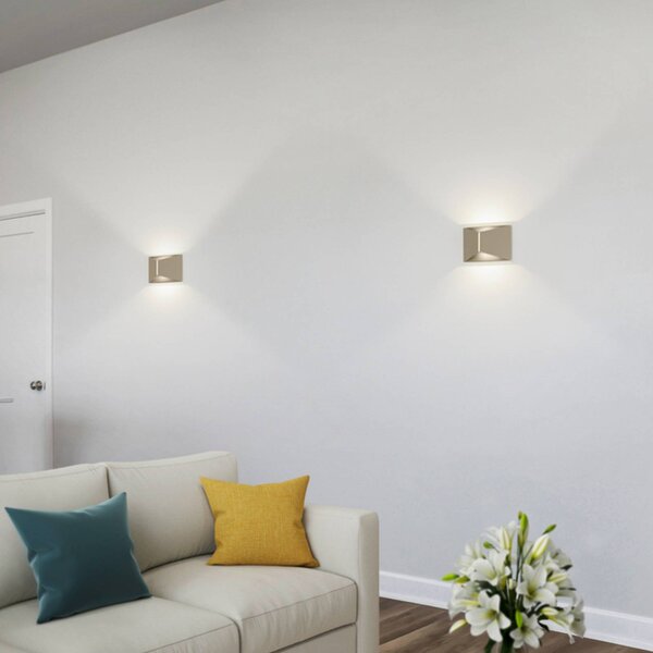 Helestra LED nástěnné světlo VID, světle hnědé, nahoru/dolů, IP65, stmívatelný, Hnědá / rez, Pracovna / kancelář, Hliník