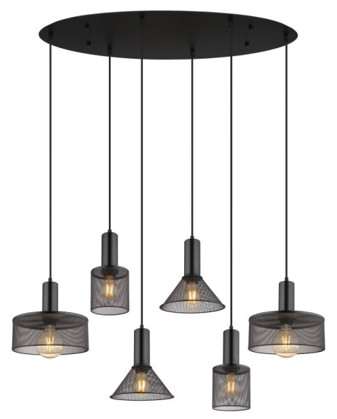 Globo 15648-6H - Lustr na lanku JEDD 6xE27/60W/230V černá