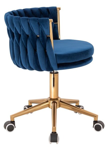 LuxuryForm DESIGN Židle LYON VELUR na zlaté podstavě s kolečky - modrá