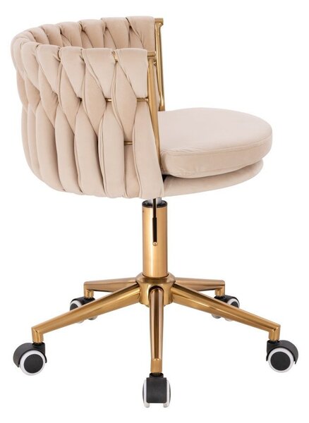 LuxuryForm DESIGN Židle LYON VELUR na zlaté podstavě s kolečky - krémová