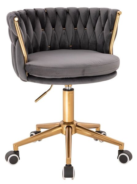 LuxuryForm DESIGN Židle LYON VELUR na zlaté podstavě s kolečky - tmavě šedá