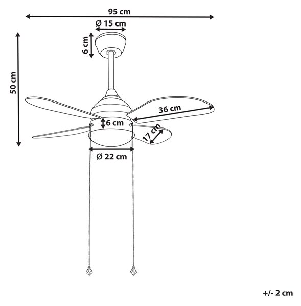 Stropní ventilátor se světlem DOLORES LED Žlutá