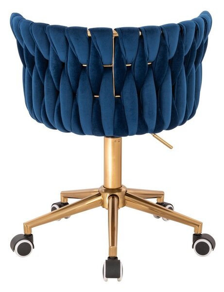 LuxuryForm DESIGN Židle LYON VELUR na zlaté podstavě s kolečky - modrá