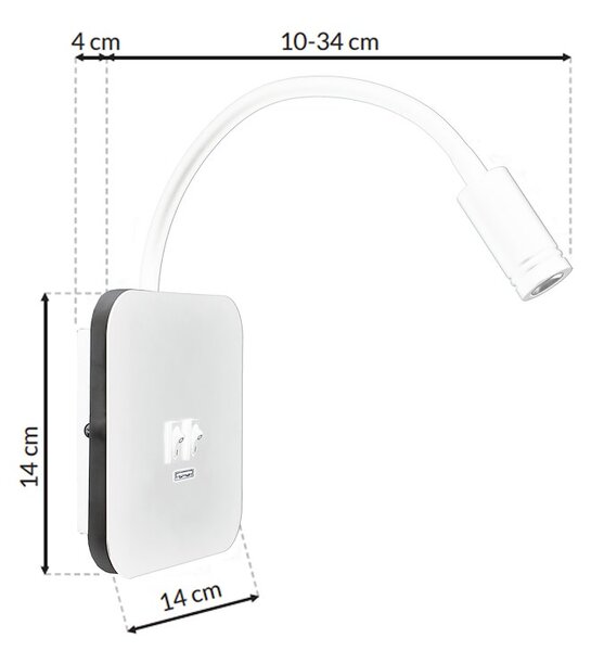 Nástěnné LED svítidlo Base1, 1x LED 8+2w, 4000k, w, vypínač