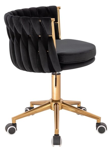 LuxuryForm DESIGN Židle LYON VELUR na zlaté podstavě s kolečky - černá