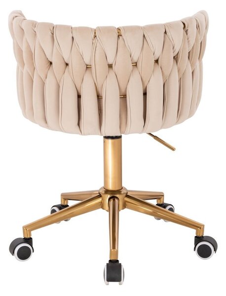 LuxuryForm DESIGN Židle LYON VELUR na zlaté podstavě s kolečky - krémová