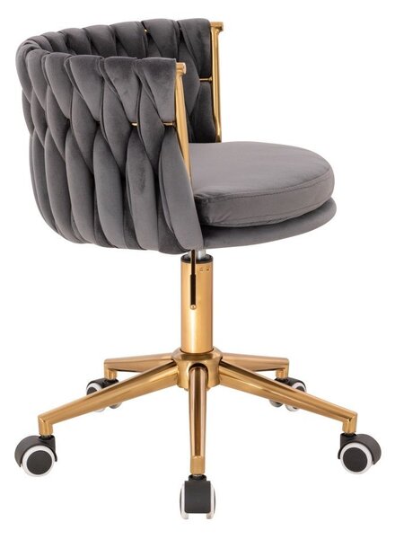 LuxuryForm DESIGN Židle LYON VELUR na zlaté podstavě s kolečky - tmavě šedá