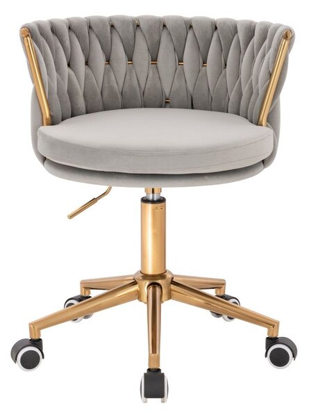 LuxuryForm DESIGN Židle LYON VELUR na zlaté podstavě s kolečky - světle šedá