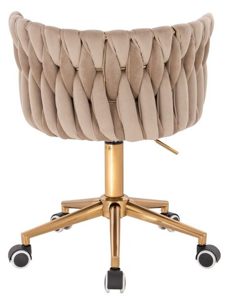 LuxuryForm DESIGN Židle LYON VELUR na zlaté podstavě s kolečky - latte